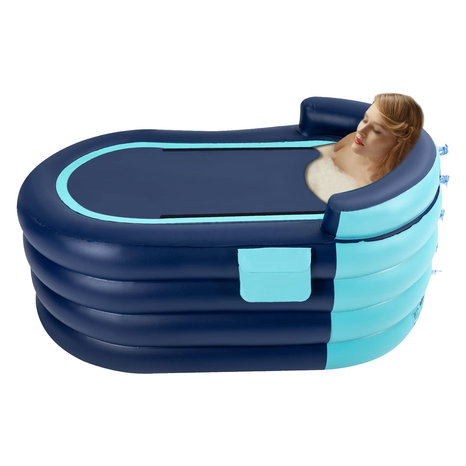 Bañera portátil hinchable para adultos, con respaldo para baño, ducha y balcón, hasta 100 kg, 84 x 140 x 74 cm