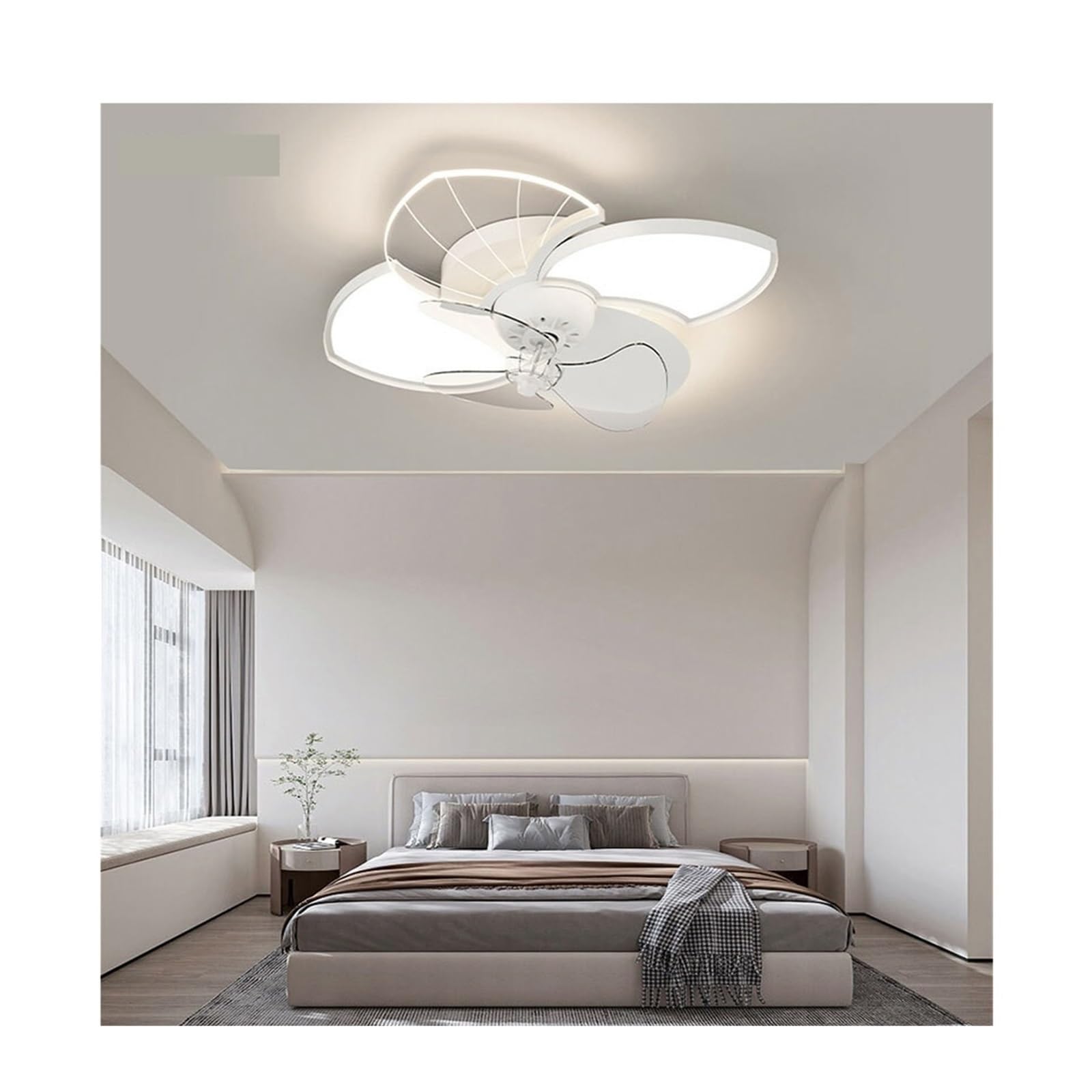 ERETYRET Ceiling Fan with Lights Modern Bladeless with Remote Control 6 speeds Indoor Low Profile Flush Mount Quiet Cooling(Design 2)