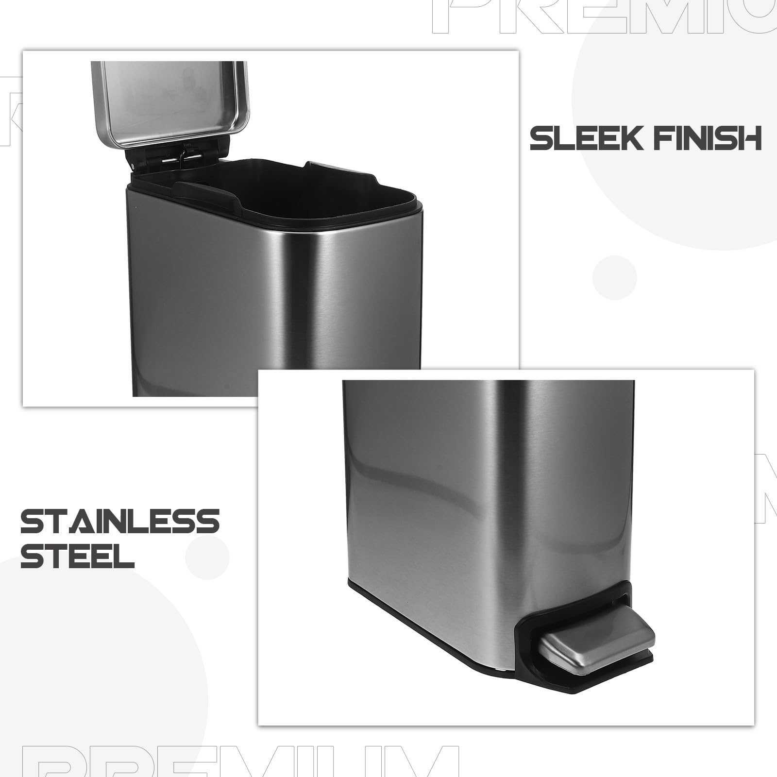 Homoyoyo Cubo de Basura del Baño 6l de Acero Inoxidable Pedal