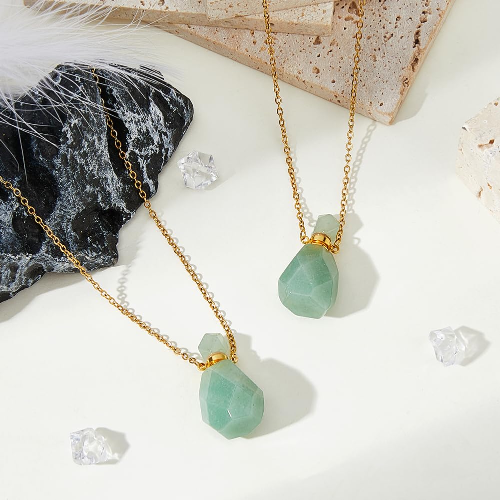 SUPERFINDINGS Collana con Flacone di Profumo, Pendente con Flacone di Profumo In Cristallo, Collana con Diffusore di Olio, Fiala con Pietre Preziose San valentino, Festa Della Mamma