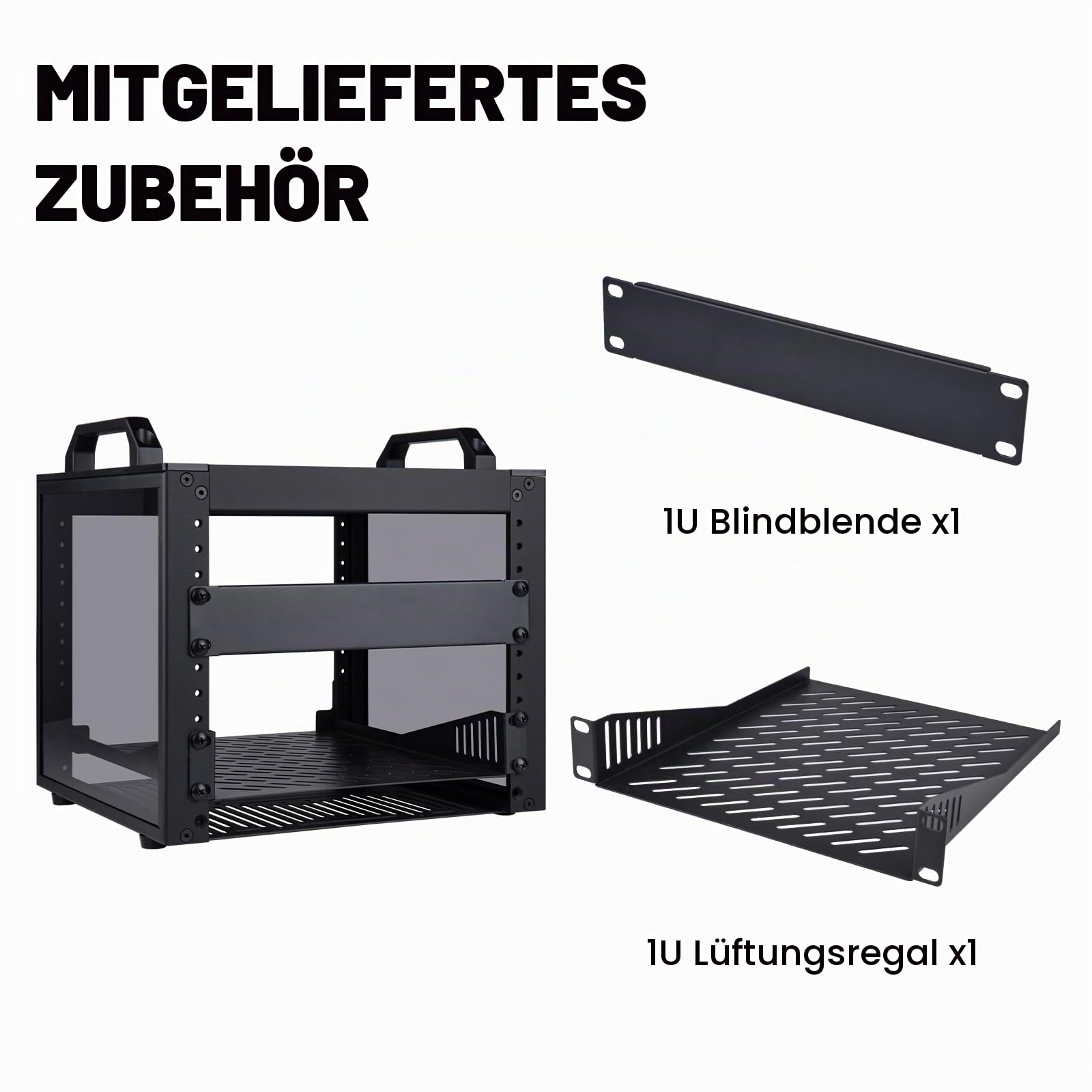 GeeekPi DeskPi RackMate T0 Plus, 4U 10 Zoll Serverschrank, 260 mm Tiefes Mini-Rack mit Regalboden & Blindplatte, für NAS, AV- & Netzwerktechnik (Schwarz)