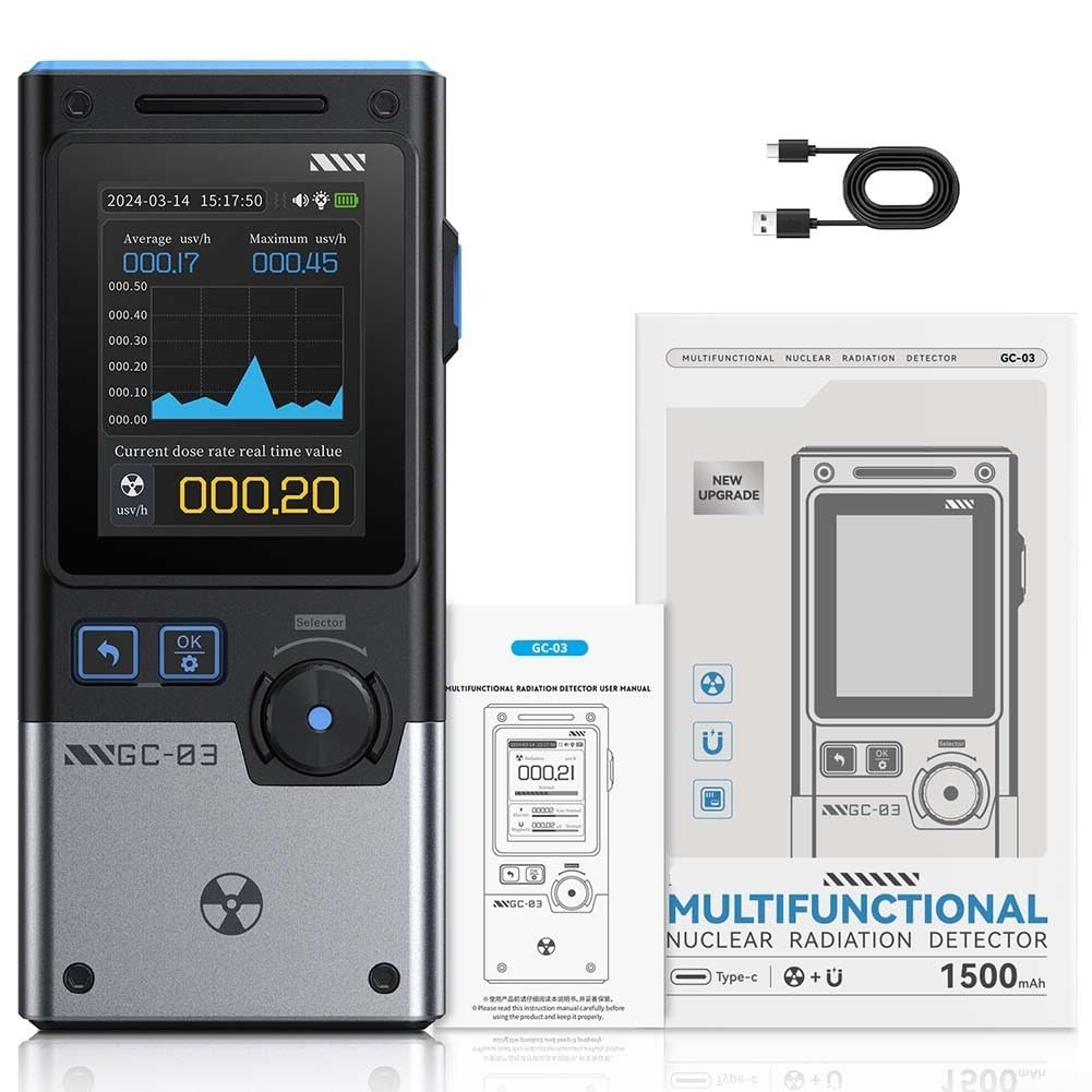GC-03 Rilevatore professionale elettromagnetico nucleare per monitoraggio in tempo reale per campi elettromagnetici, campi magnetici e raggi gamma (nero)