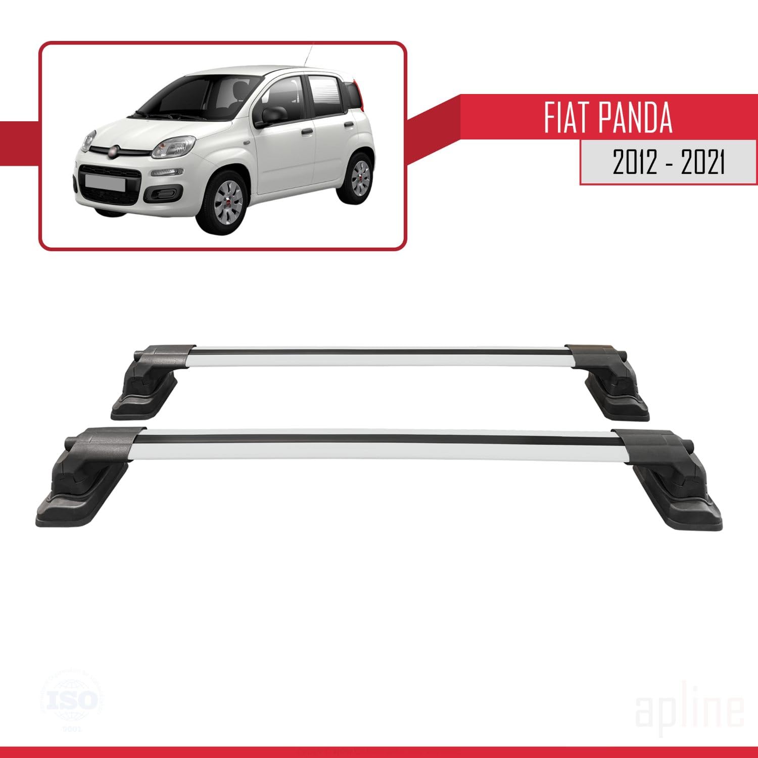 Compatibile con Fiat Panda (319) 2012-2026 Modello ACE-3 Barre Tetto Portapacchi Auto Barre Portatutto Grigio Alluminio 2 Barre