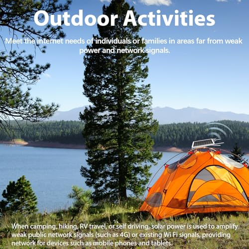 Image of Solar WiFi Extender Outdoor, 15W Solar Powered WiFi Repeater, WiFi Extender Signal Booster Solar Battery, 2.4GHz Wireless Signal Booster WiFi Router, 26000mAh Battery, IP65 Waterproof, 200m Range