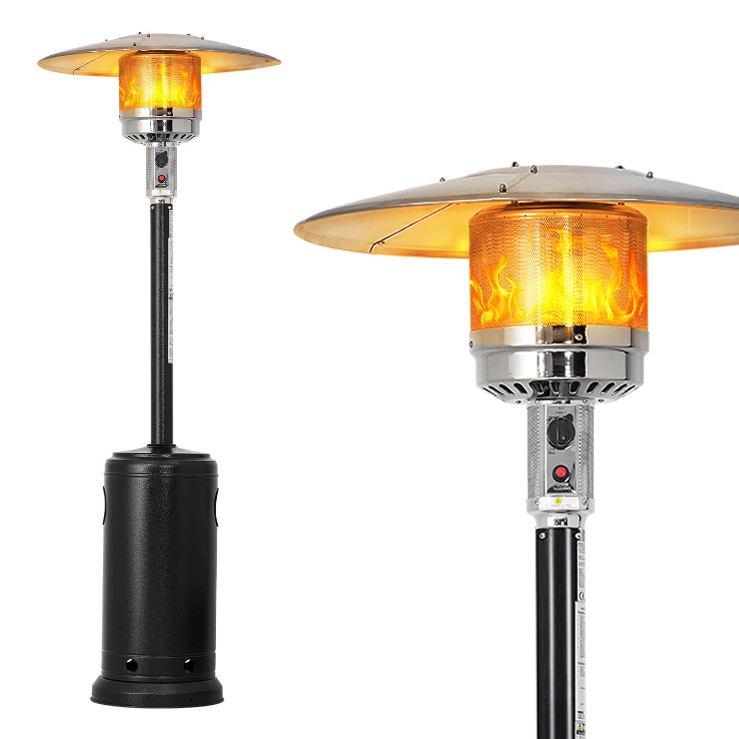 Crownland Outdoor Patio Standing Heater, 48000BTU, Space Heater for  Propane, 3min Quick heating, Triple Safety Protection, Weather-proof  backyard