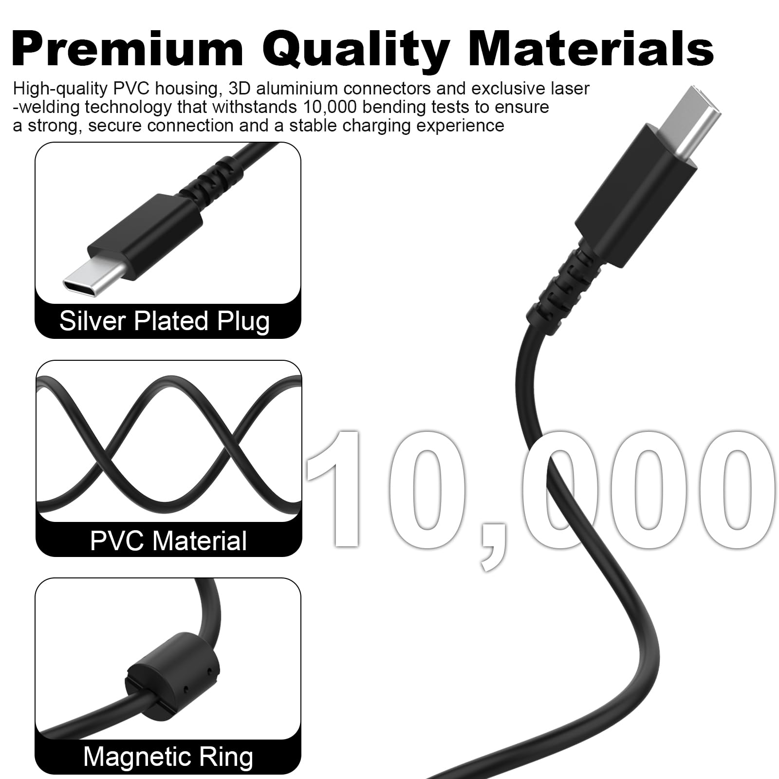 Cable de carga tipo C compatible con auriculares inalámbricos Logitech G733/G PRO X2, G502 X, G502 X Plus, G Pro X Superlight 2, Anywhere 3, MX Vertical, MX Master 3, mouse inalámbrico para juegos, 6