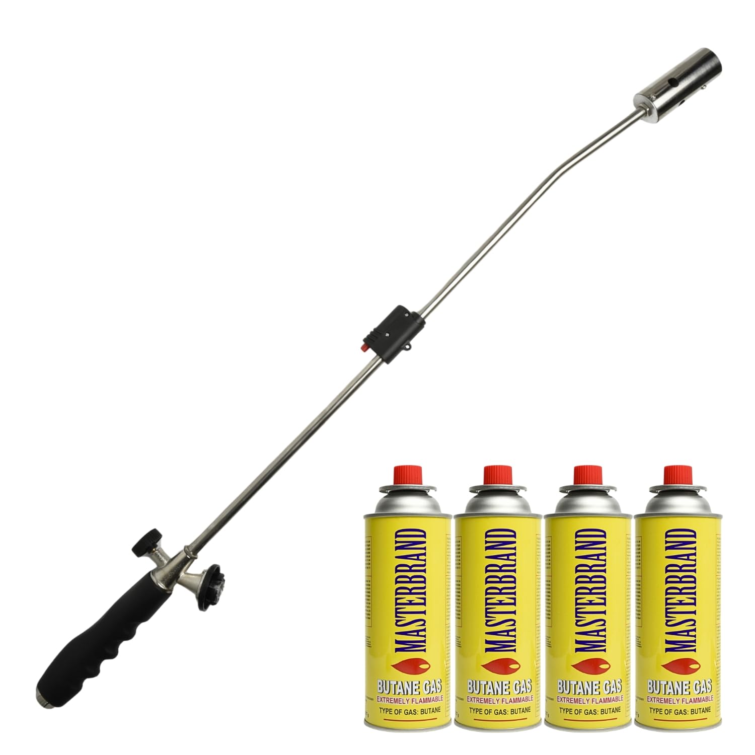B2c Weed Burner Wand Butane Gas Cordless Garden Lance Torch Weed Killer Blowtorch Flame Thrower Driveway Patio (Weed Wand + 4 Butane Refills)