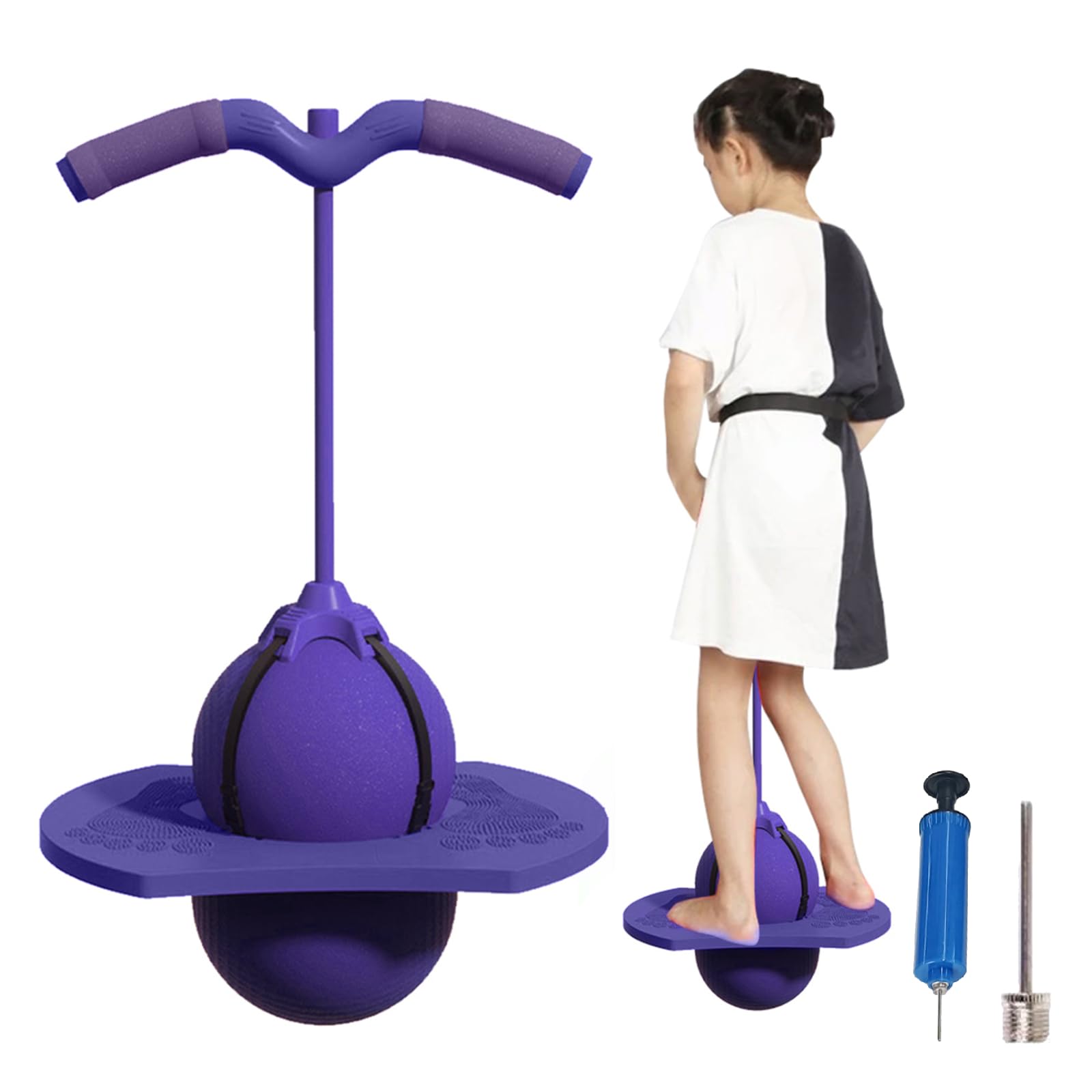 Balance Jumping Ball with Handle, Fun Stick Pump Bounce Balls for Kids & Adults, Anti-Slip Balance Ball Bounce Board