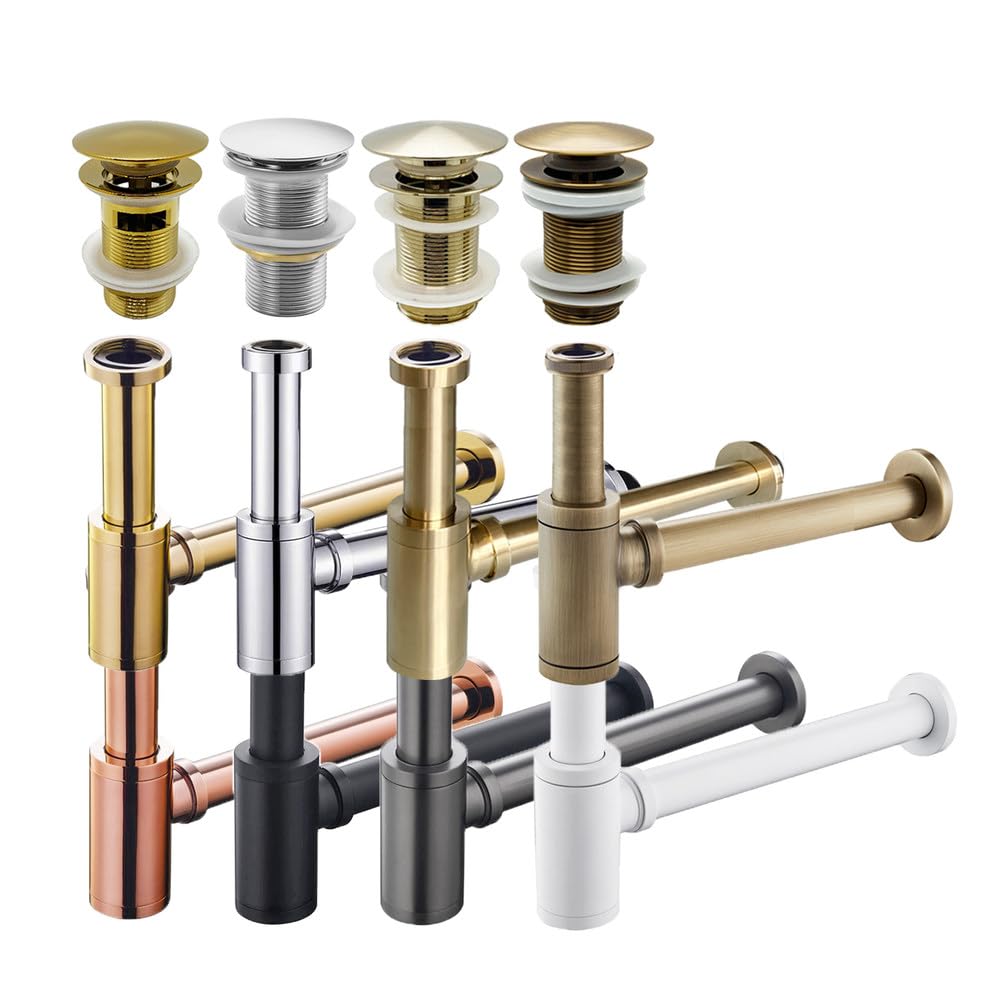 Kit de drenaje de sifón para fregadero de baño, eliminador de olores, enchufe CT, conectores de drenaje de baño, 9 colores disponibles, diseño sin agujeros, 42,5 mm de diámetro, fácil instalación