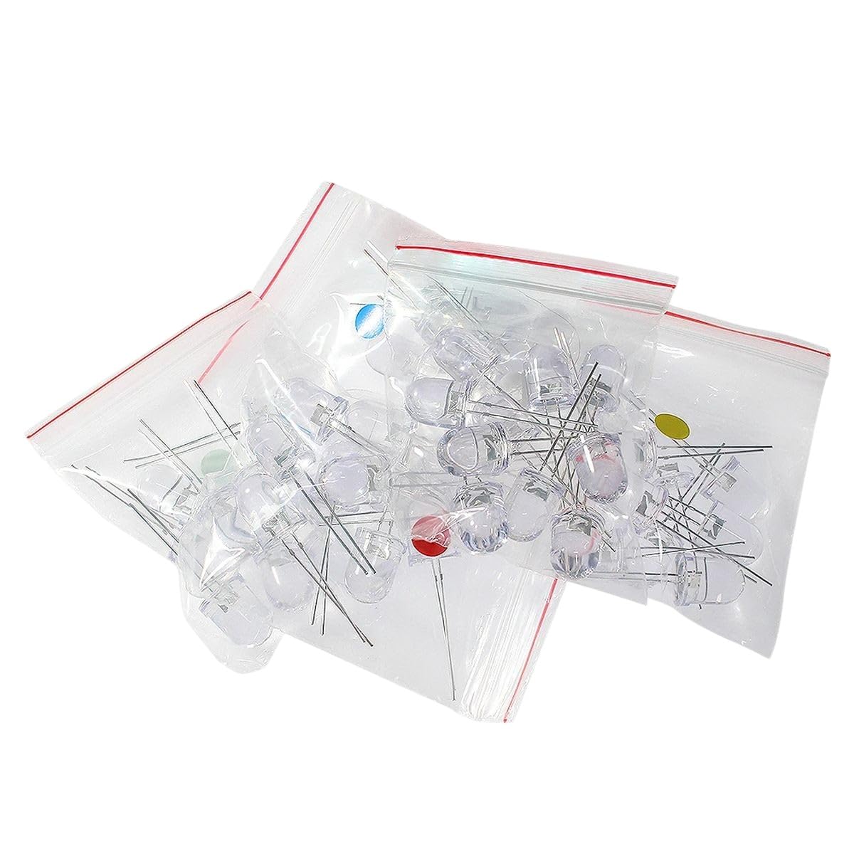 50PCS/Lot 10MM LEDs Light Emitting Diodes Kit, 10MM Transparent LED Assortment Set Red Yellow Blue Green White, 5 Colors*20pcs New for Arrival 2025 High for Quality