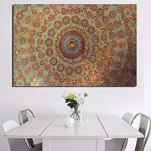 KWzEQ Mezquita islámica Shajakhan Techo Lienzo Pintura Sala de Estar decoración del hogar Pintura al óleo Moderna，Pintura sin Marco，80x120cm