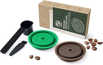 i Cafilas Vertuo Capsules Reuse Lid, Reusable Coffee Capsule Discs For Original Vertuoline Pods,Refillable Silicone Round Cap Compatible With Nespress*o Vertuo Pods (2 pcs brown)