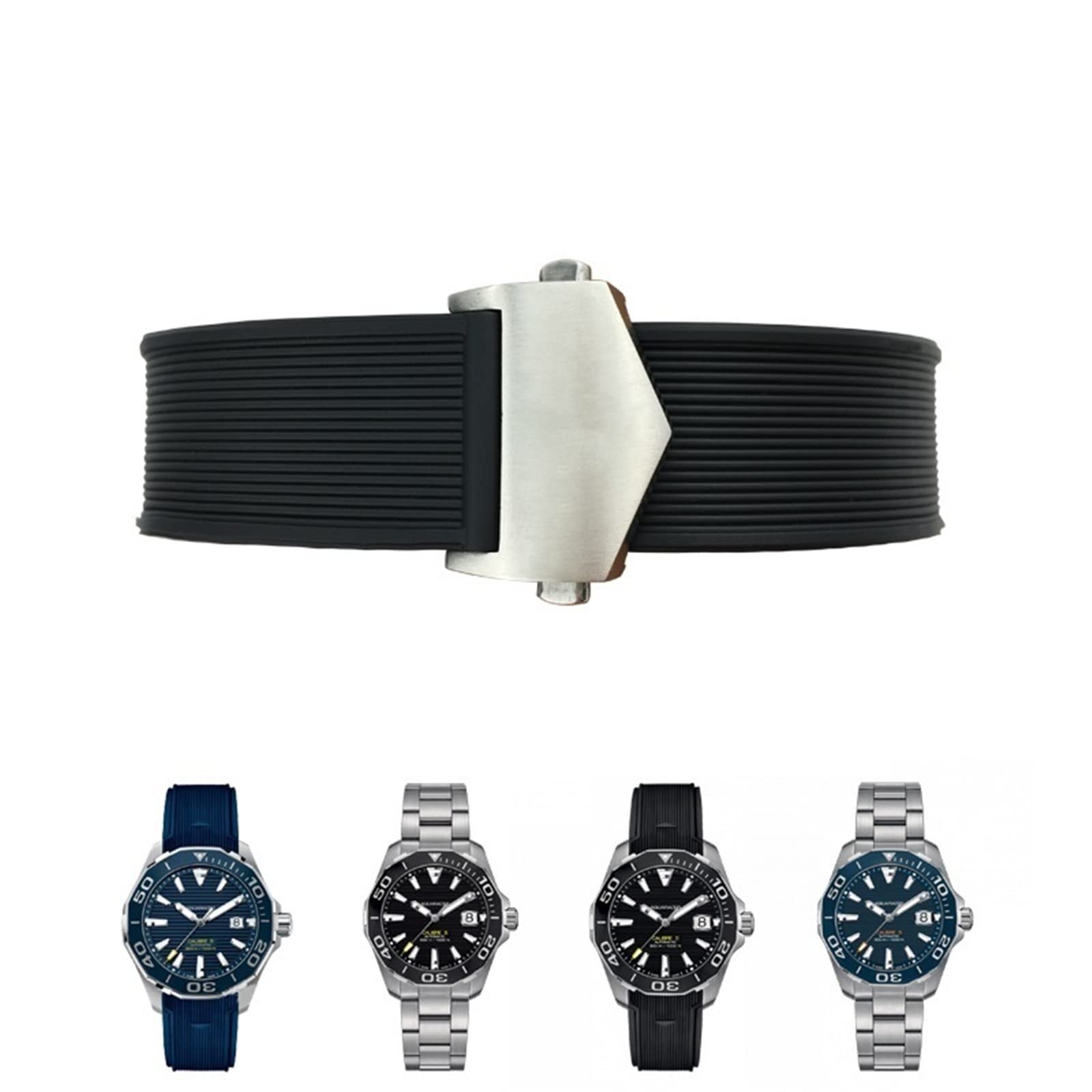 Bracelet de montre étanche en caoutchouc de silicone de 20 mm et 22 mm pour Tag Heuer Carrera Aquaracer F1