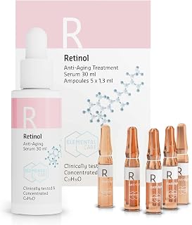 Retinol Anti Aging Skin Care Set - High Dose Retinol Serum 30ml - Facial Ampoules 5 x 0.5 ml - Facial Care Women - Instant Effect on Wrinkles - Impure Skin Face - Care Products Women - Facial Care Men
