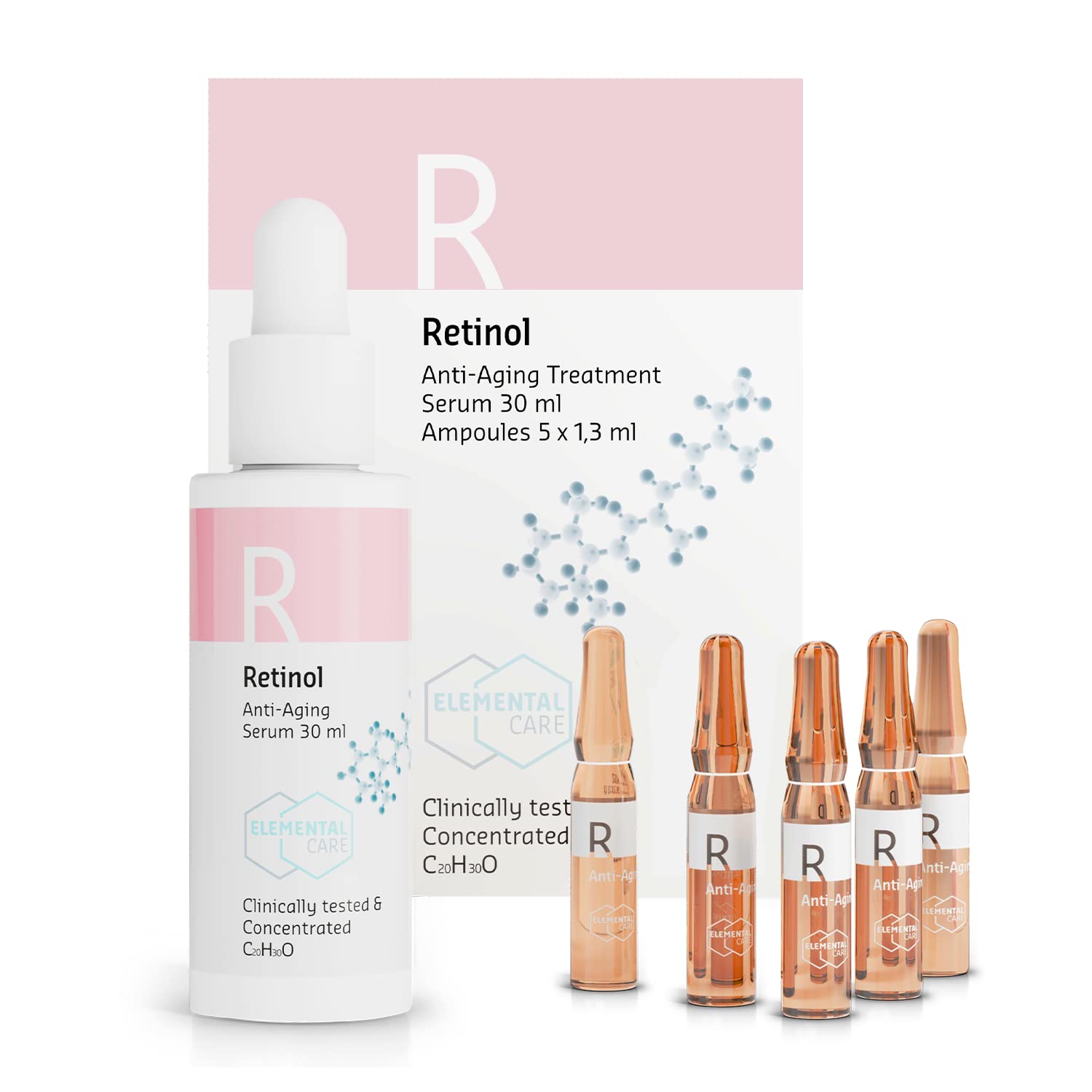 Retinol Skincare Set Retinol Serum hochdosiert 30ml & Ampullen 5x1