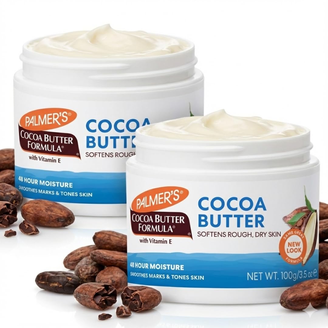 Palmers Cocoa Butter Moisturizer Cream with Vitamin E – Rich Body Butter for Dry Skin Relief – Natural Emollient Hydrating Cream 3.5oz (2 Pack)