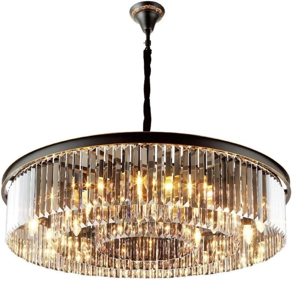 JUSKAQZYI Modern Crystal Chandelier Light Fixtures Chandeliers for Living Room Round Hanging Ceiling Pendant Lighting Ceiling Lights