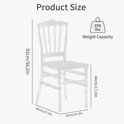 Miniatura 2 de Silla Napoleón transparente, Silla de acrílico transparente, sillas de comedor de plástico moderno, Sillas de cristal transparente sin brazos para
