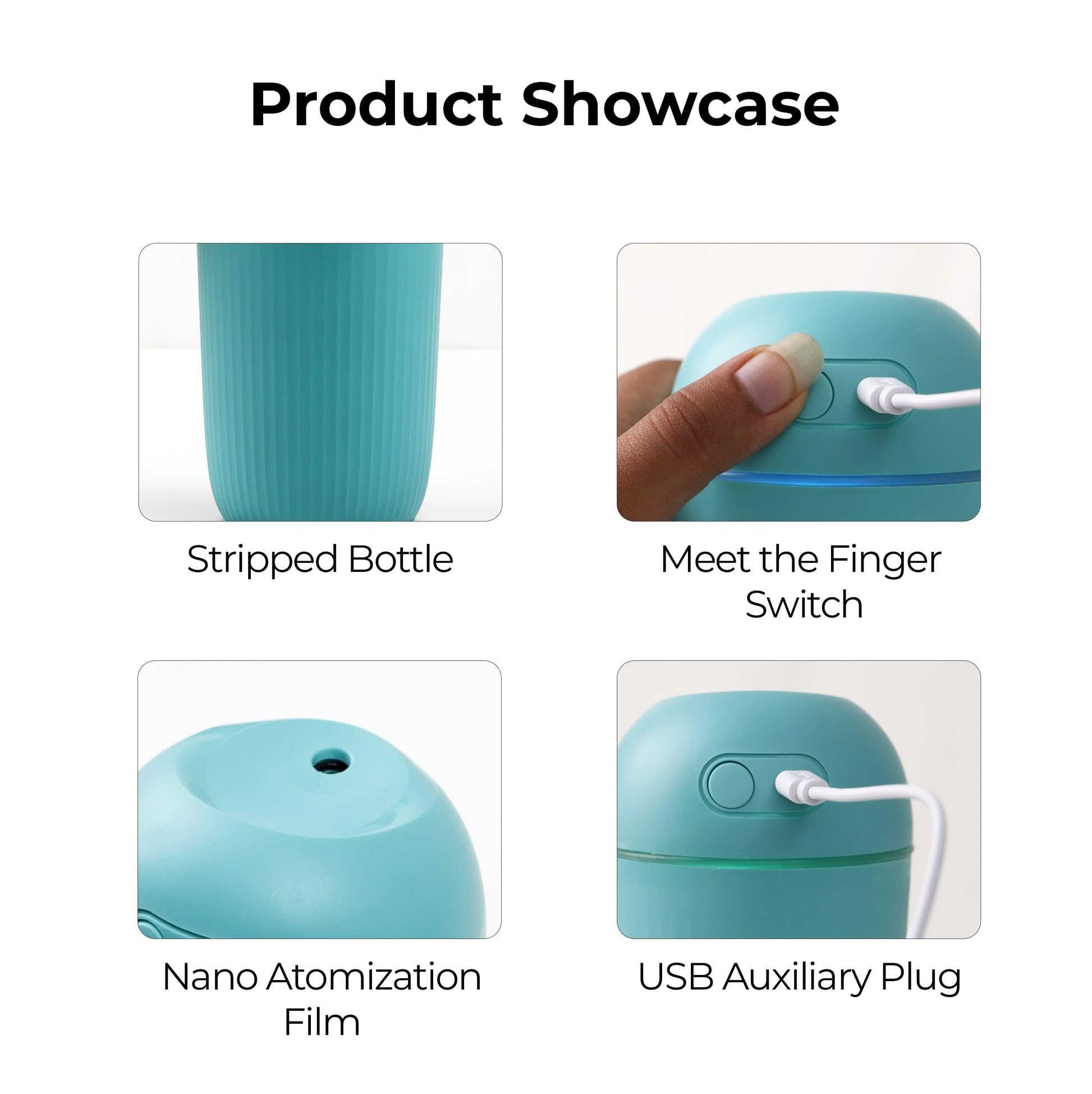 mobigon Wood Cool Mist Ultrasonic Humidifier for Room Moisture, Aroma Diffuser for Home, 400ml Essential Oil Diffuser with 7 Colorful Night Light, Auto Shut-Off, Home, Office, (Turquize)