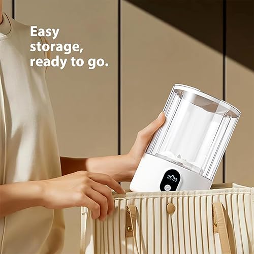 Miniatura 4 de Taza de lavado portátil de 4000 mAh, lavadora recargable (5.11 x 8.26 pulgadas, 1.2 L), pequeña máquina ligera para apartamentos, dormitorios,