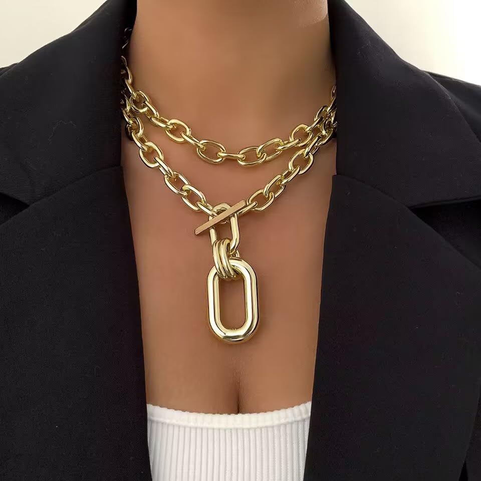 Chunky Necklace Layered Necklaces for Women Chunky Layered Necklaces Chunky Link Chain Choker Necklaces3