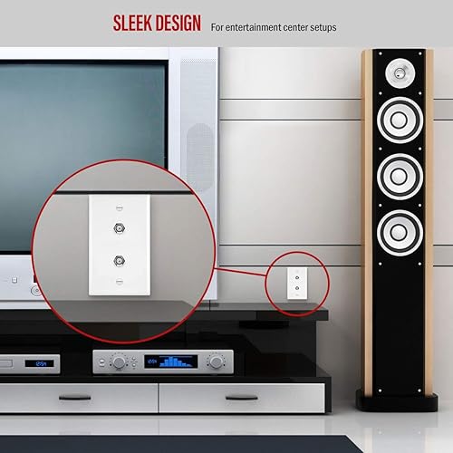 Miniatura 7 de Conector de tipo F para teléfono y CATV, más conectores hembra RJ11 con placas para pared, Blanco, 1