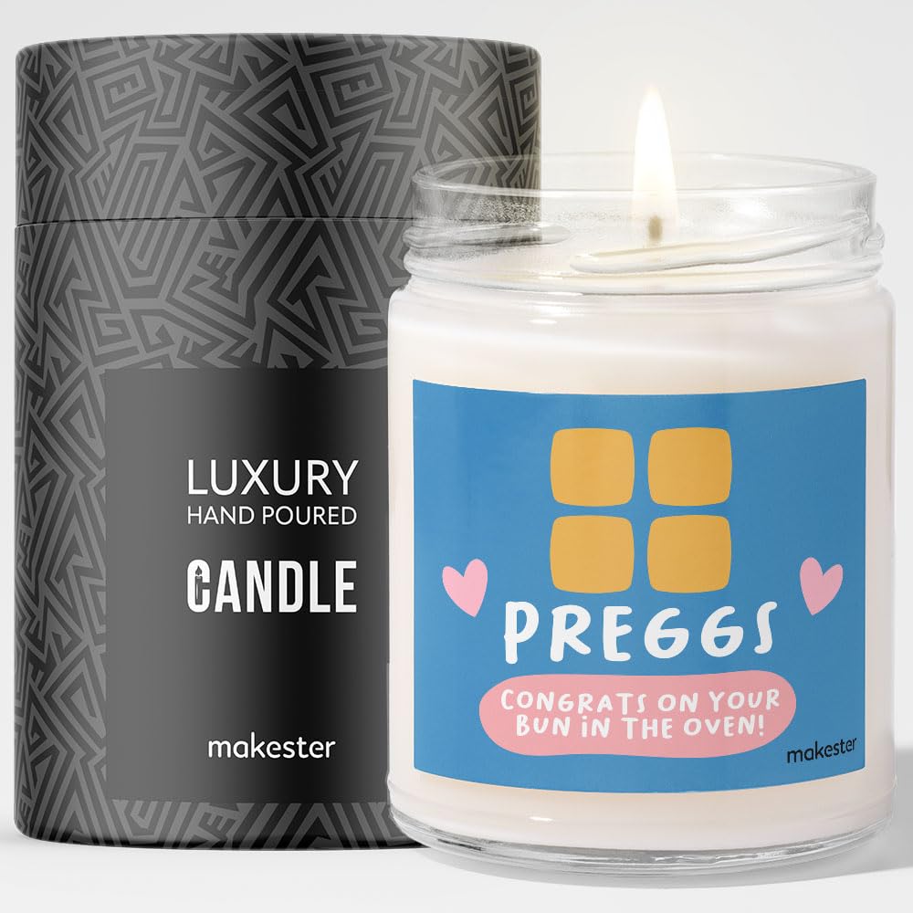 Pregnancy Gifts - Luxury Soy Wax Candle - Vanilla, Jasmine, Sugared Almond - Makester