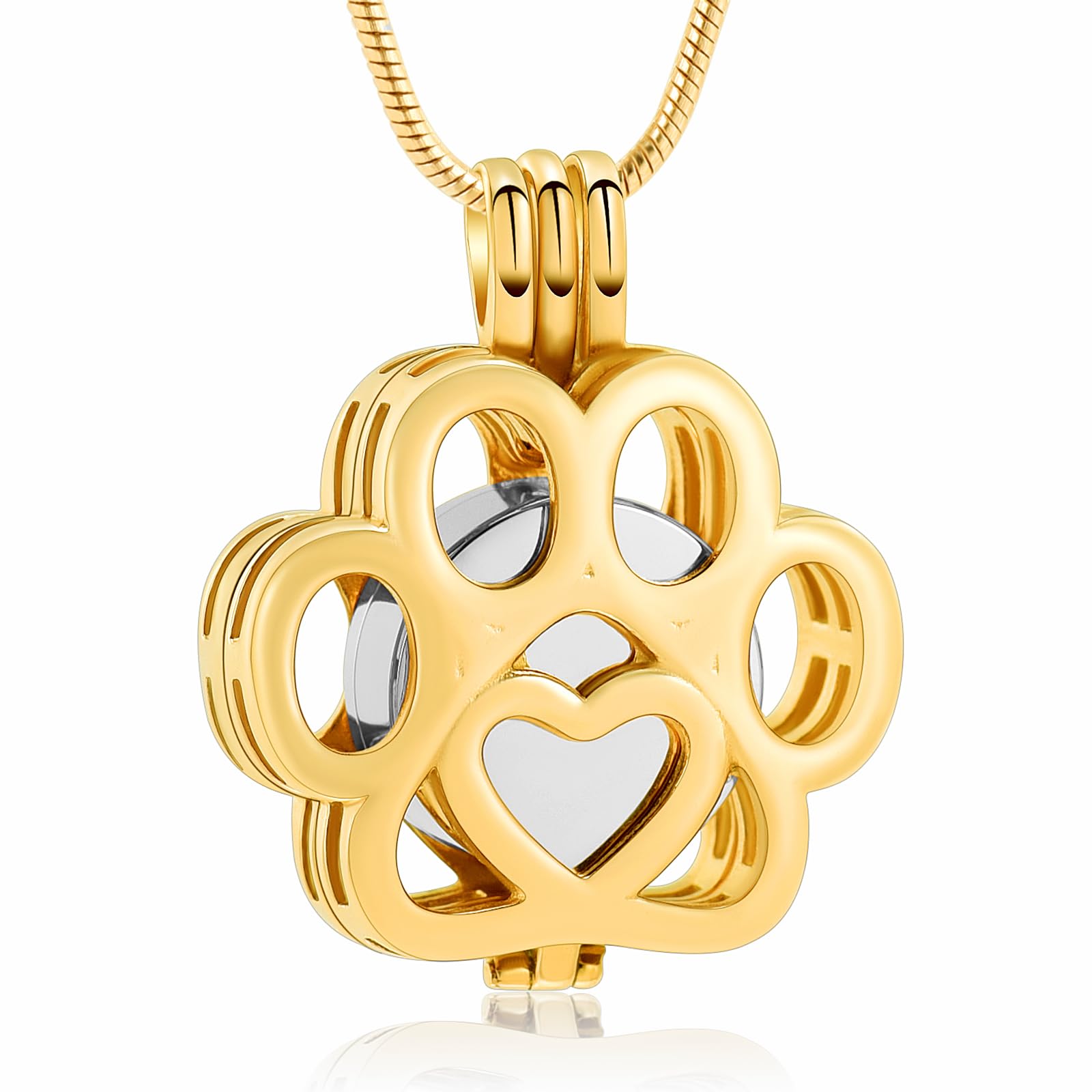 Pet Cremation Jewelry For Ashes For Dog/Cat Paw Stainless Steel Memorial Locket Urn Necklace Inside Mini Case Keepsake Cremation Jewelry Women Men