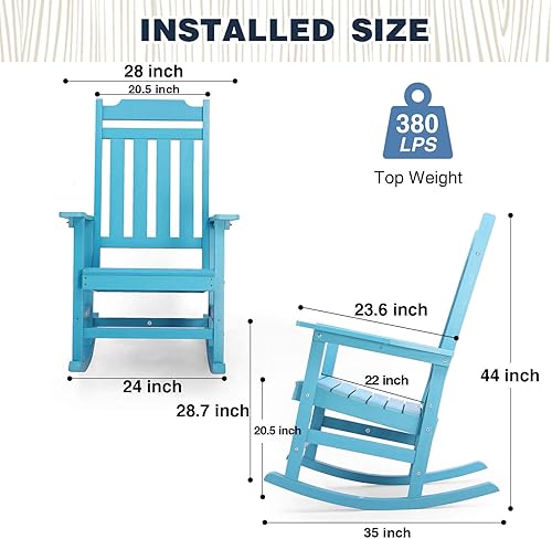 Miniatura 3 de hOmeQomi Juego de 4 Sillas Mecedoras, Mecedora de Porche Exterior de Madera Sintética Resistente a Todas las Condiciones Climáticas, Sillas