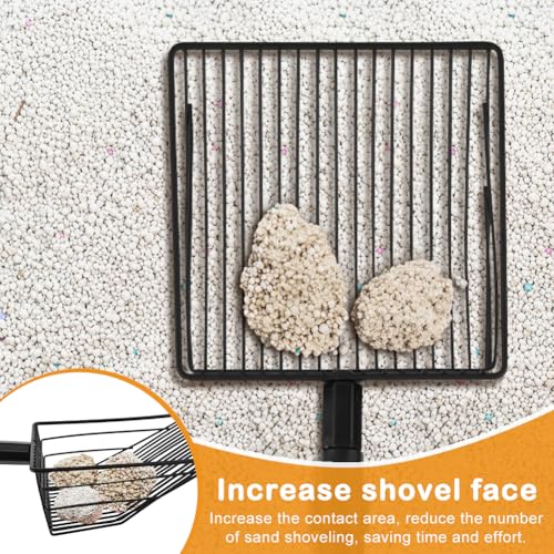 Image of Adjustable Cat Litter Scoop with Rotating Lock, 22.4 inch to 42 inch 3-Section Telescopic Kitty Litter Scoop, Chicken Poop Scooper Iron Shovel with Rubber Long Handle for Cat /Dog /Poultry