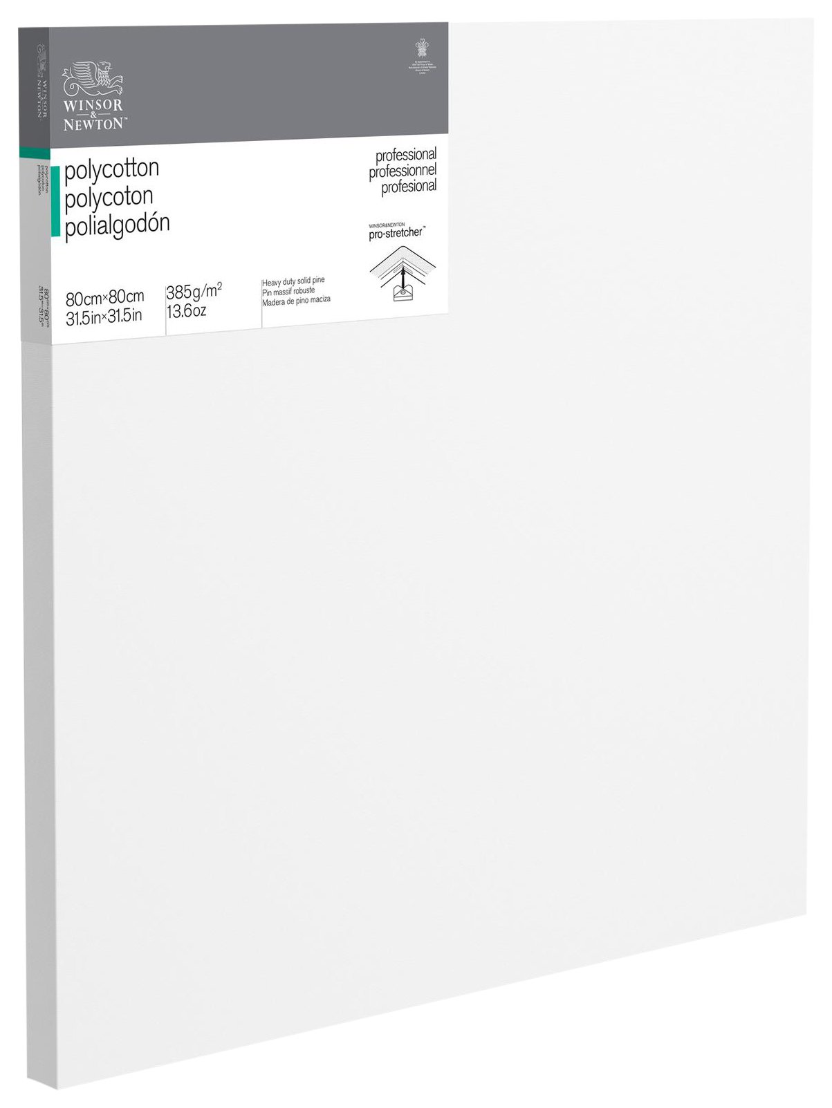 Winsor & Newton 6206070 Professional Keilrahmen Deep Edge aus Baumwollmischgewebe, 385 g/m², 3-fach grundiert, mittlere Körnung, ideal für die Ölfarben und Acrylfarben - 80x80cm