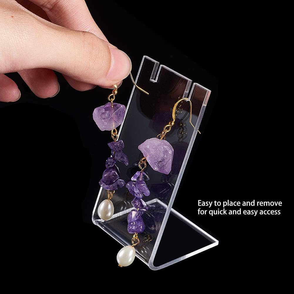 PH PandaHall 10pcs Acrylic Earring Holder Single Pair L-Shape Jewelry Displays Stand Earring Organizer for Jewelry Dangling Slant Back Display Props Show Retail Store Marketing 1.3x1.7x3 Inch - Image 2