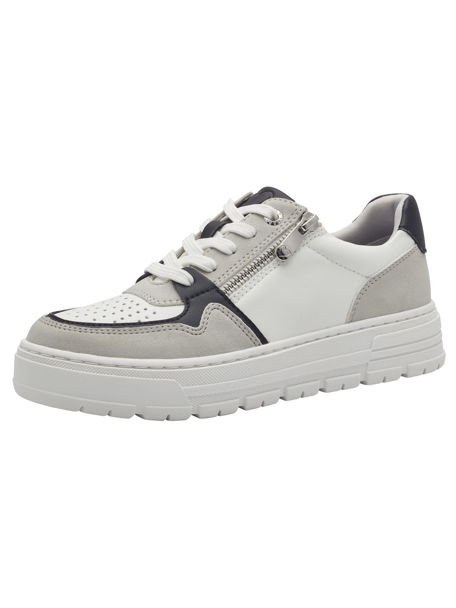 MARCO TOZZI Women's 2-23755-44 Sneaker, White Black, 7.5 UK