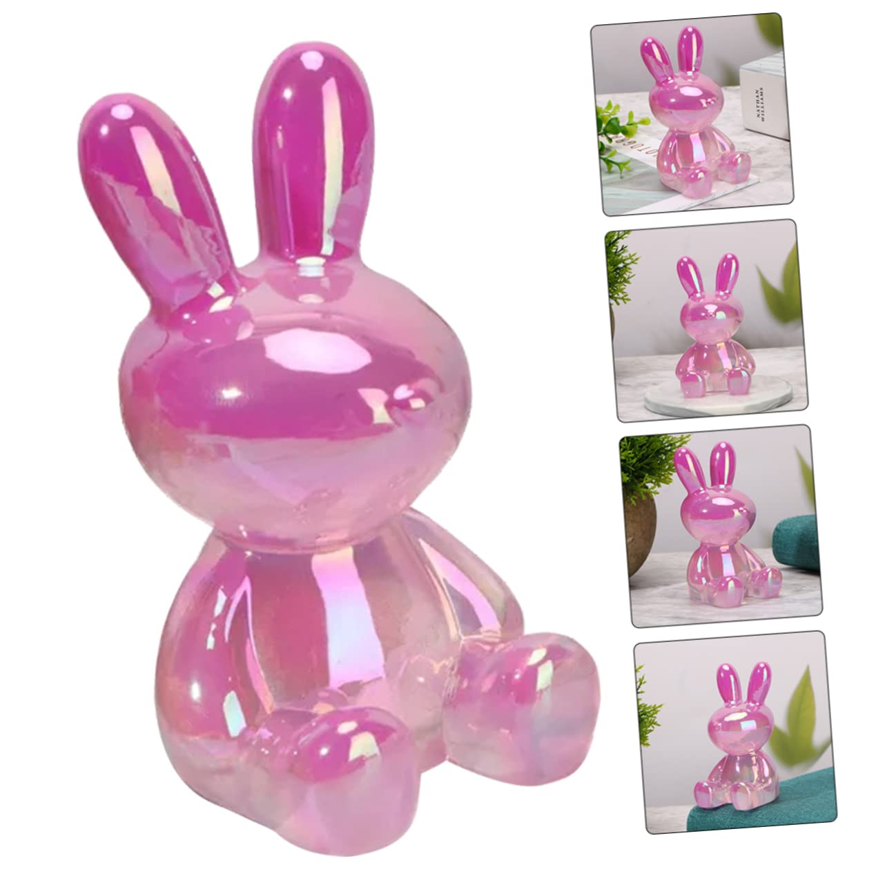 Toyvian 3pièces Ornement Résine De Lapin Transparent Moderne Figurine Décorative pour Table Décoration De Jardin Et Balcon Motif Unique Rose Pastel