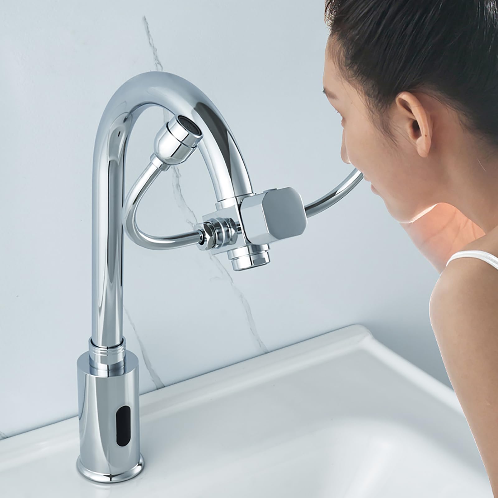 Xcscuk Touch-Free Induct Faucet,Sensor-Activated Emergency Eyewash Station,With 360 Degrees Swivel Spout, 40Cm Sensor,For Lab, Hospital