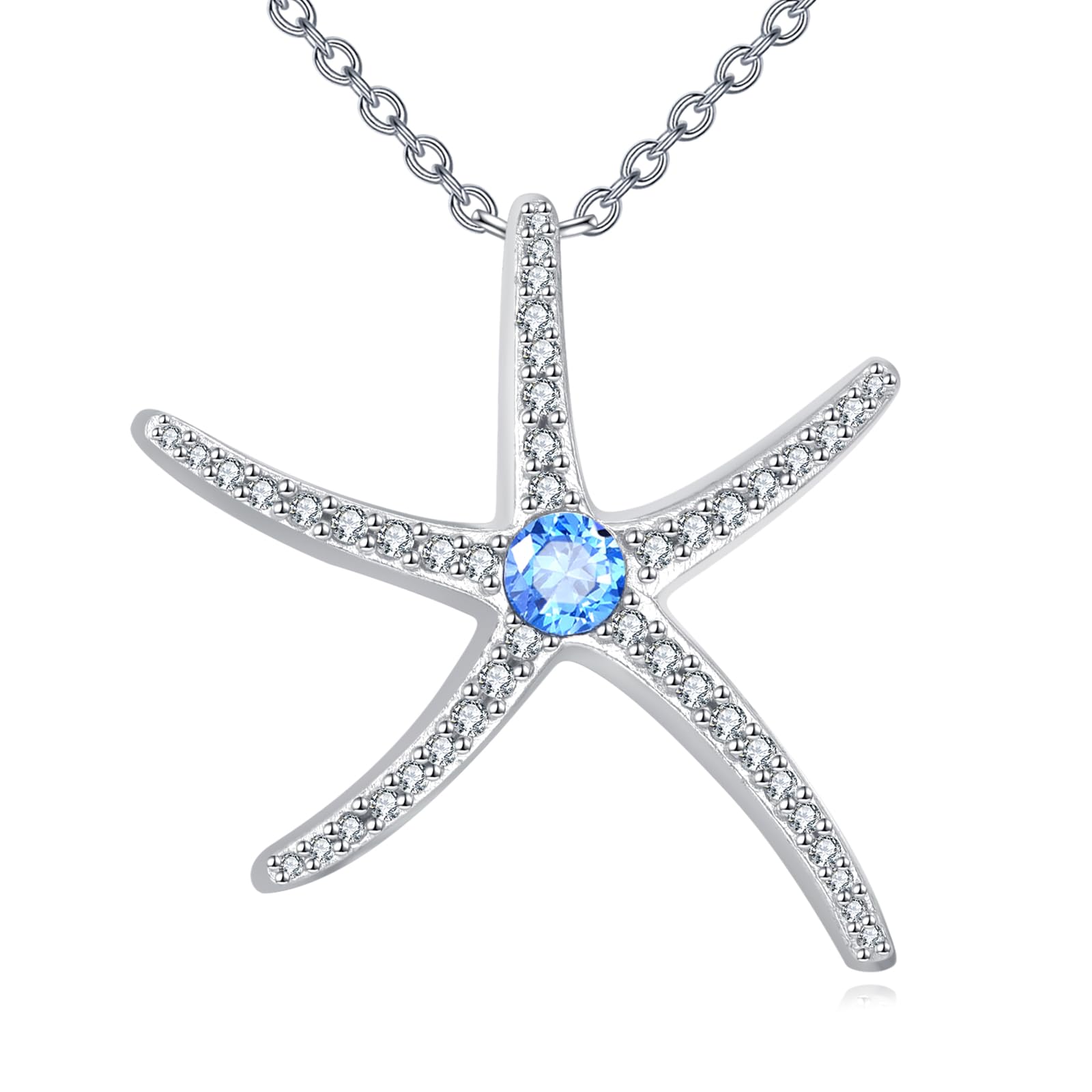 KZX Collar de estrella de mar de plata de ley 925 con colgante hawaiano de playa náutica, joyería de regalo para mujer