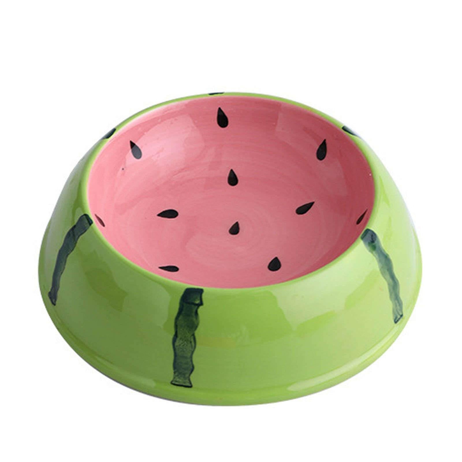 Fruit Shaped Cat Bowl For Food And Water, Ceramic Cat Food Bowl For Cats And Small Dogs, Stress Free-Watermelon Bowl-1