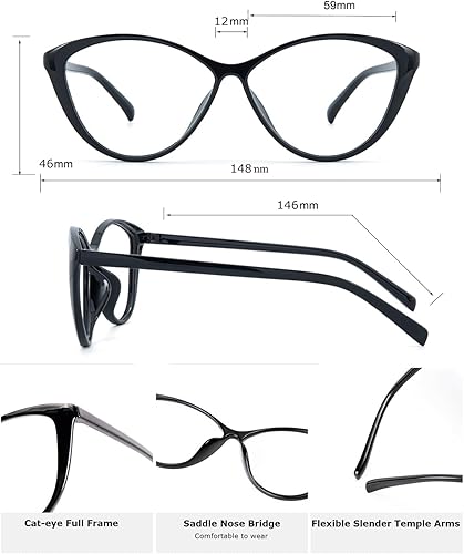 Miniatura 5 de Gafas vintage con bloqueo de luz azul ojo de gato para mujer, lentes TR90 ultraligeras con filtro de rayos azules