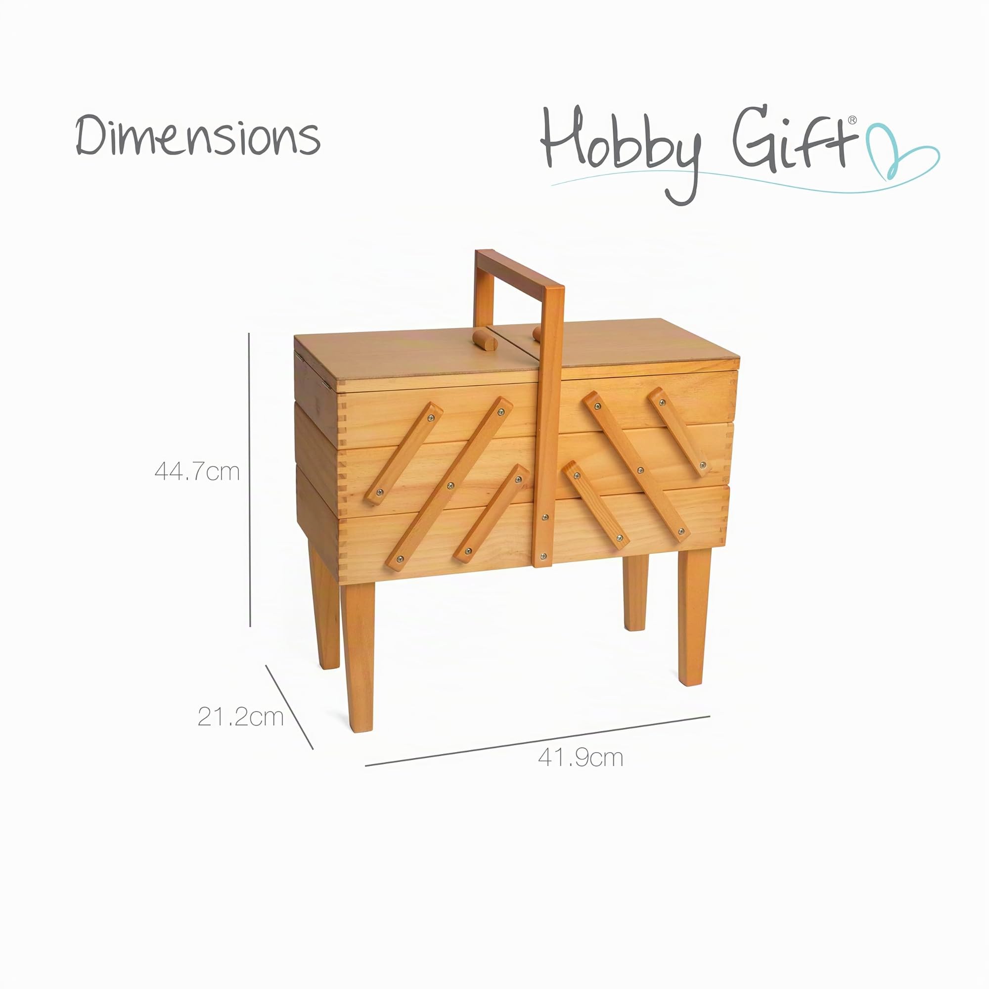 Hobby Gift Boîte de Rangement en Bois Cantilever pour Couture, Loisirs Créatifs, 3 Niveaux avec Pieds, 21,2 x 41,9 x 44,7 cm, Abat-jour