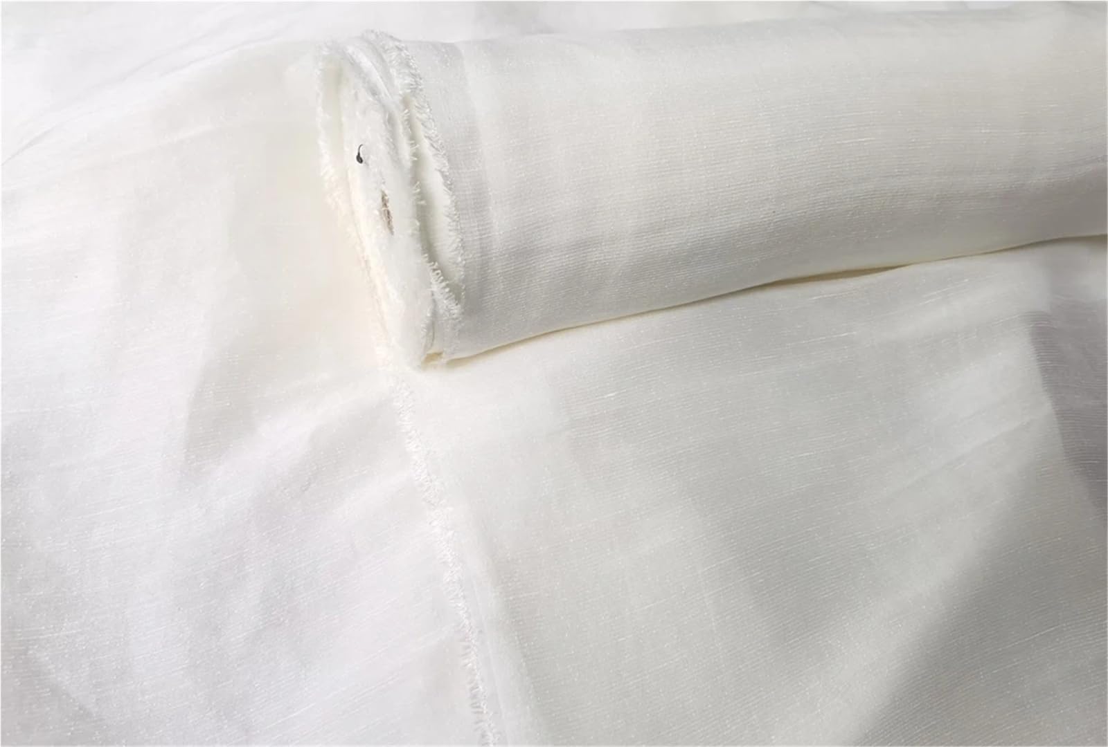 Tessuto di lino e seta naturale, larghezza 114 cm, larghezza al metro, tessuto bianco naturale per cucito (nero, 5 m x 1,14 metri)