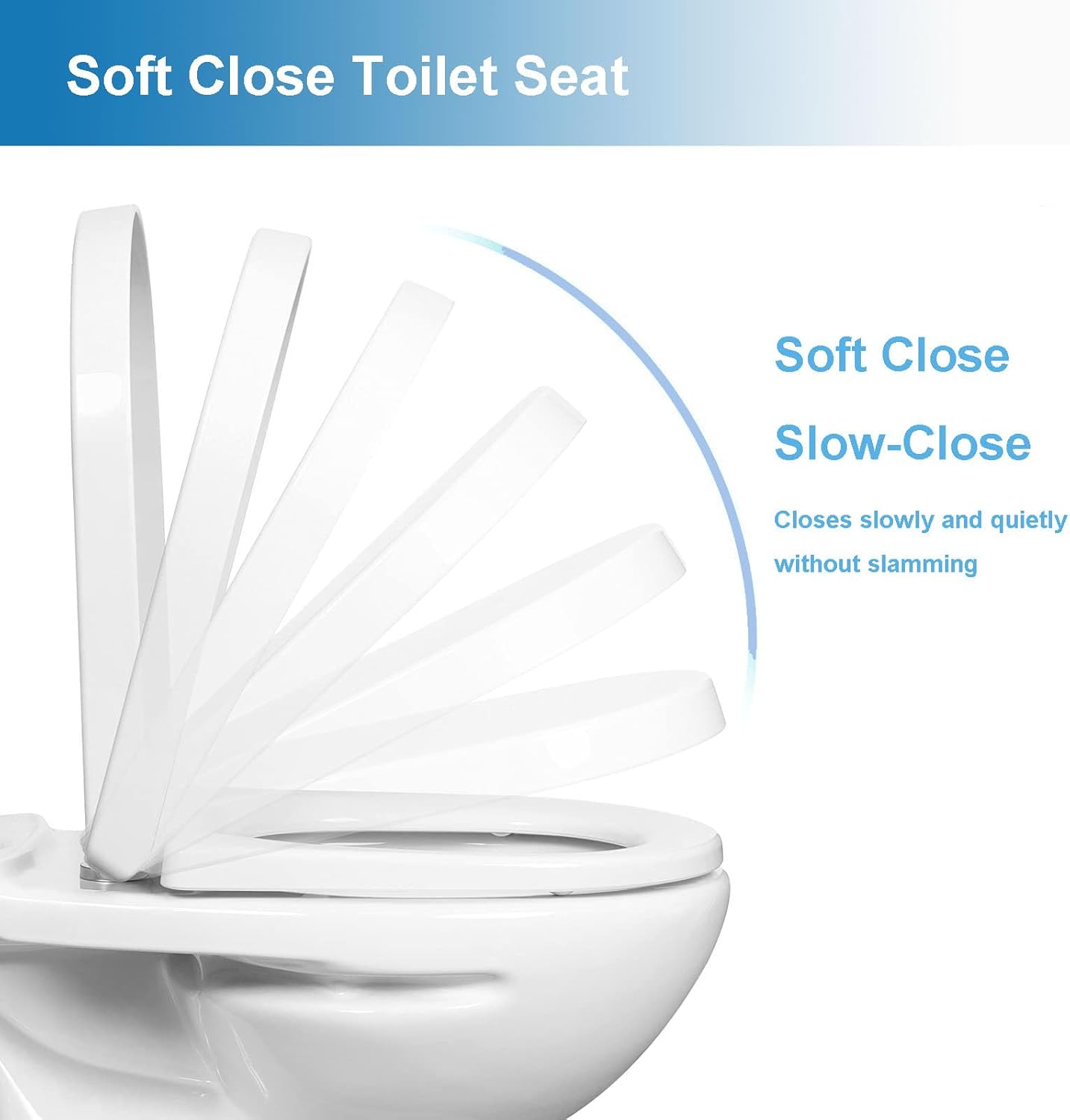 D Shape Soft Close Toilet Seat with Quick Release, Easy Clean & Installation, Top Fixing, Adjustable Hinges, Model 02C