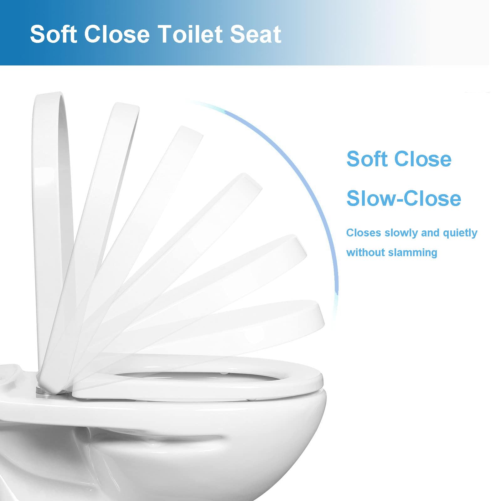Sedile WC A Forma di D, Copriwater in Duroplast Sedile Copri WC Chiusura Ammortizzata, ASSE WC Soft Close Antibatterico ASSE Water Bianco,02C