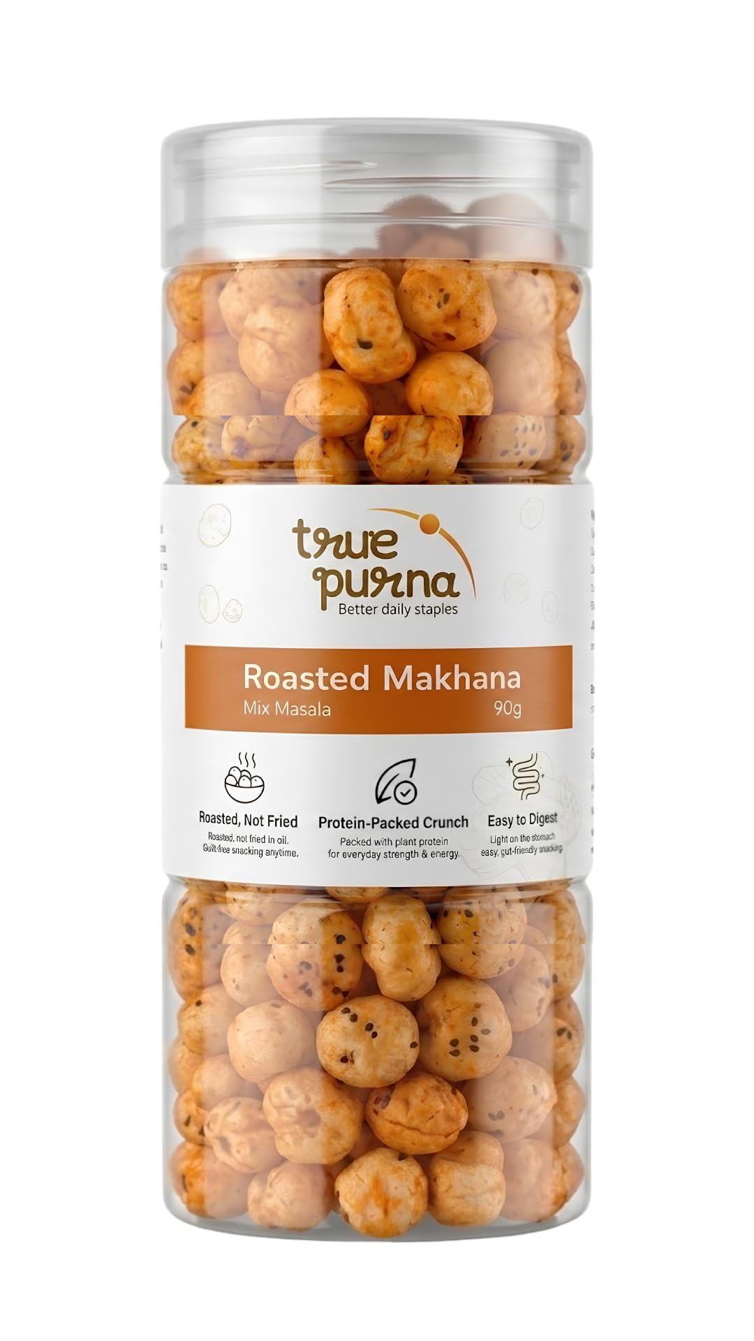 True-Purna Mix Masala Makhana 90g | Roasted Fox Nuts Snack | Protein Rich Crunchy Lotus Seeds | Gluten Free Evening Snack | Jar Pack-image-17