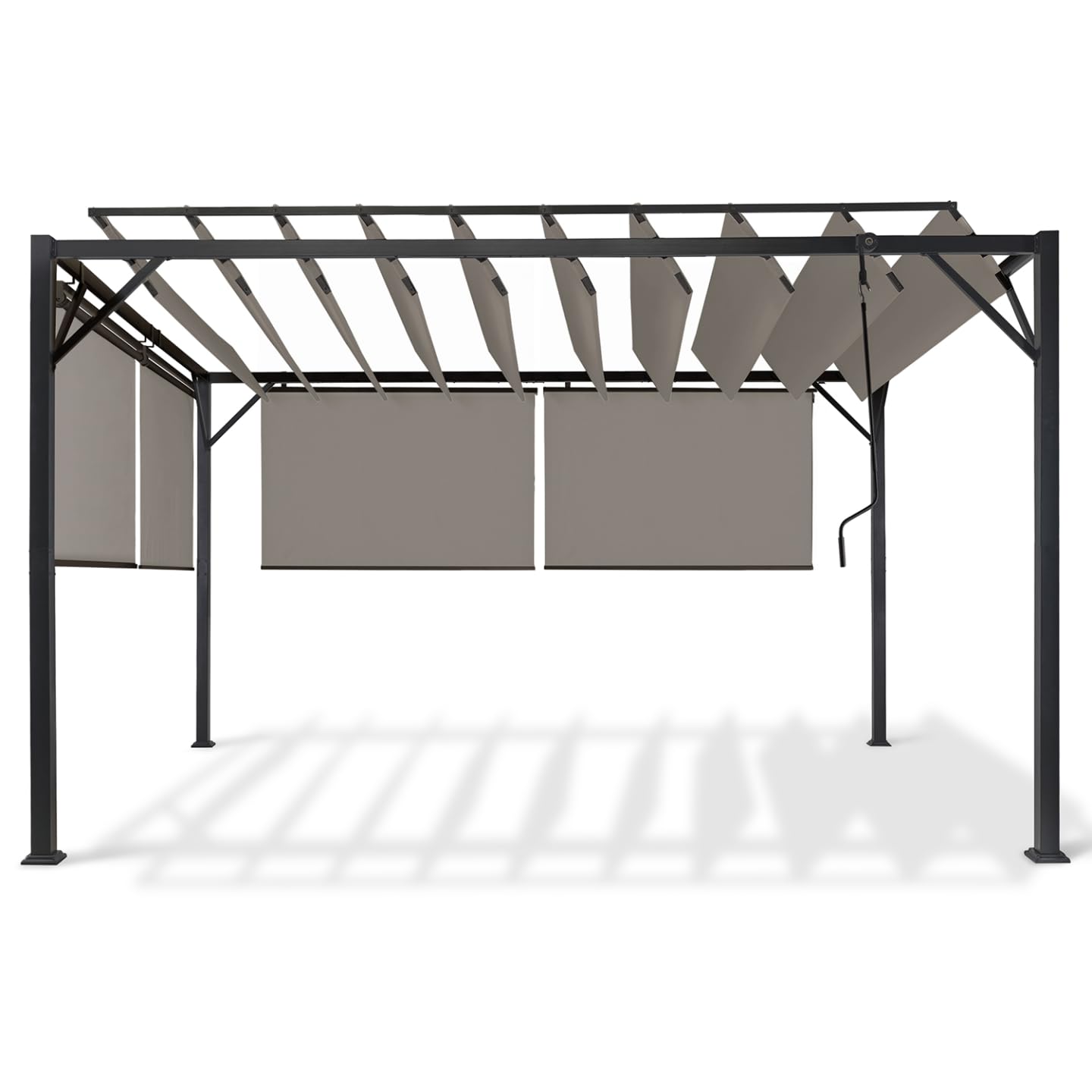 IDMarket - Pergola édition Luxe Lames orientables 3x4 M et 4 Stores Taupe