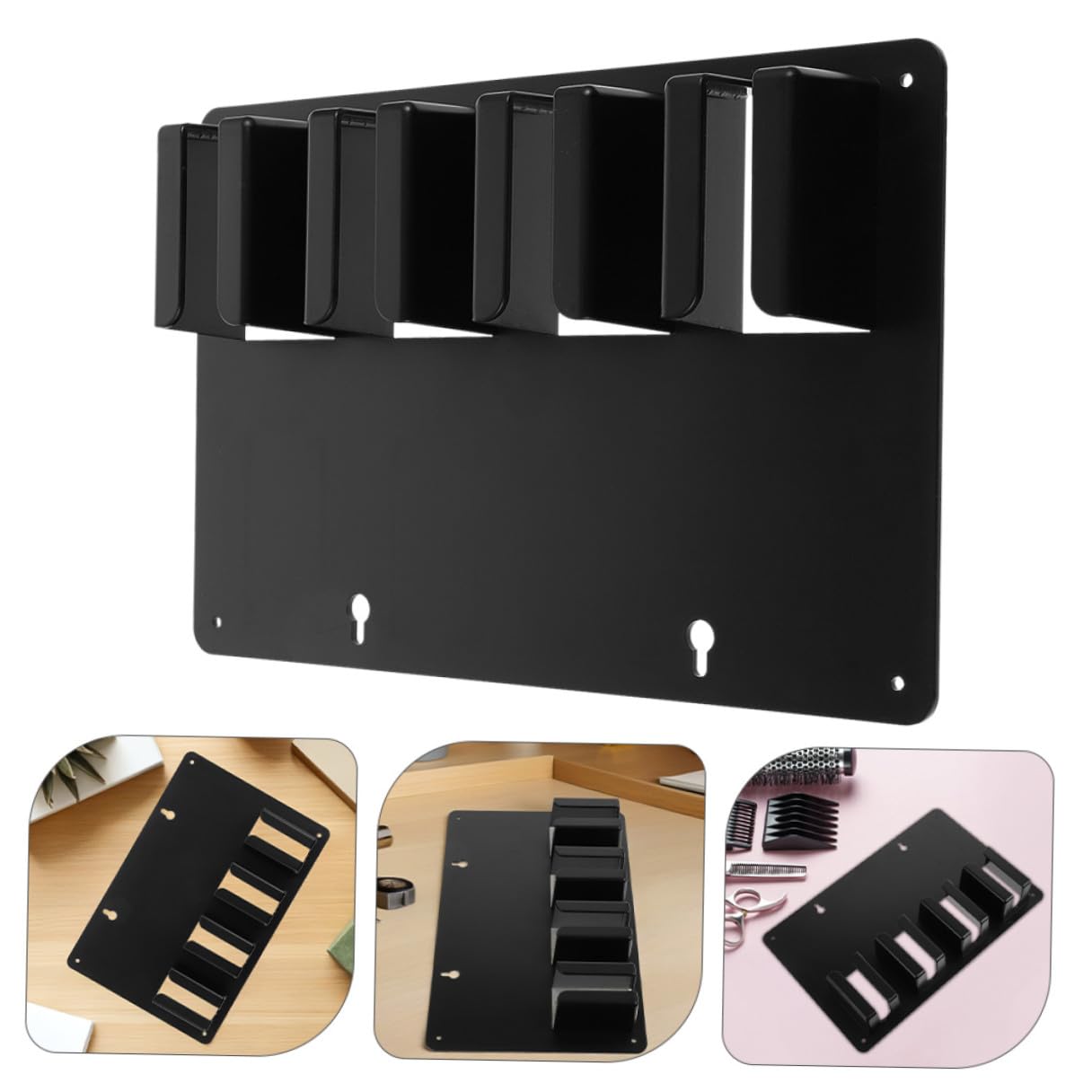 Soporte para Cortapelos Negro de 3 Piezas, Estante de Almacenamiento de Plástico Estructura de Acceso Rápido para Salón y Barbería