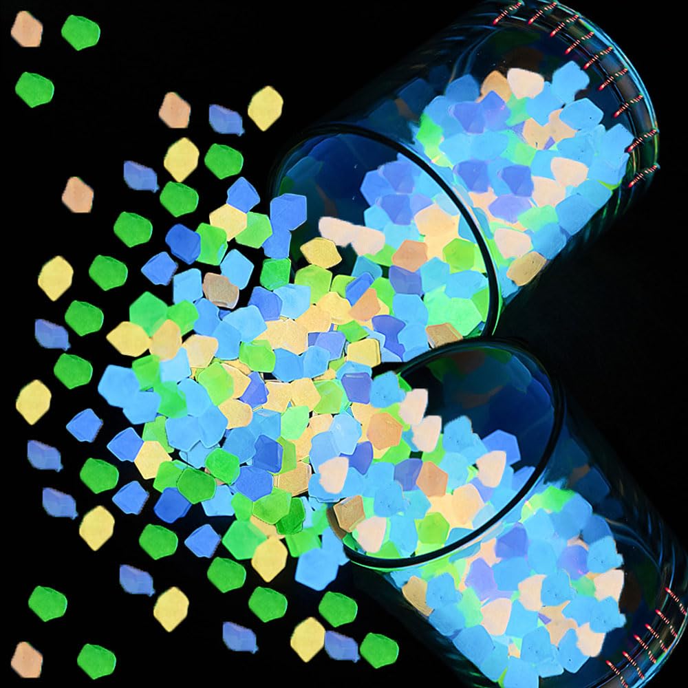 Luminoso Pietre Fluorescenti,300 Pezzi Ciottoli da giardino che brillano al buio, Pietre Luminose Fluorescente Pietre Ciottoli Brillano al Buio per passerelle(Miscela colorata)
