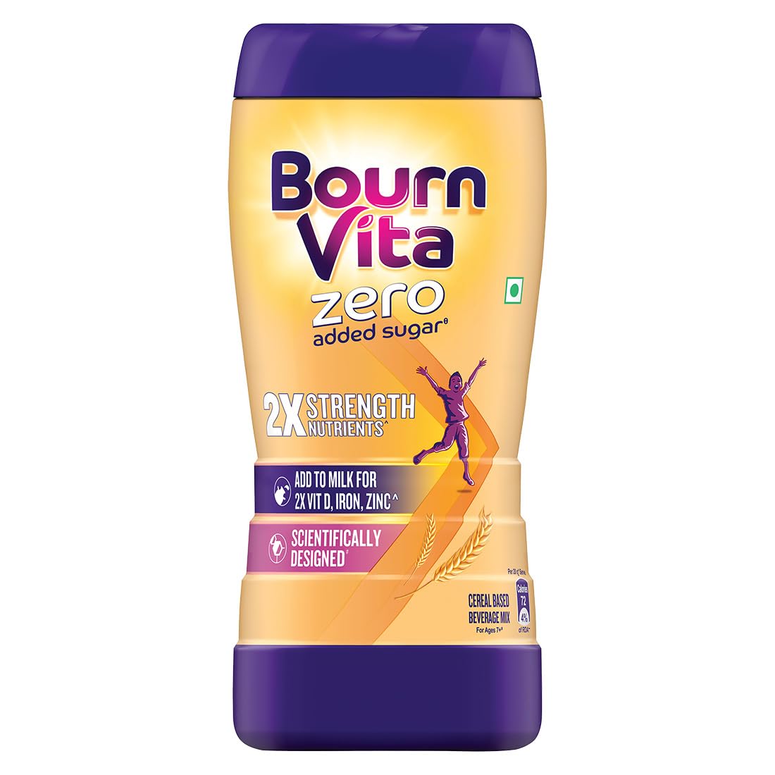 Bournvita Zero Added Sugar Nutrition Drink, 500g Jar, 19 Essential Nutrients, No Added Preservatives