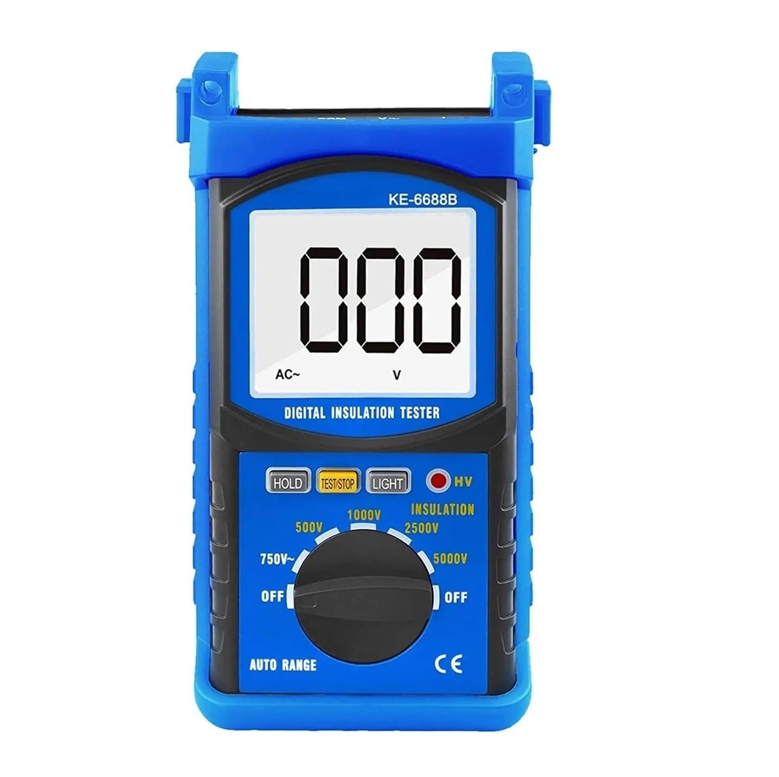 Cyfrowy megaomomierz, tester rezystancji izolacji Kethvoz 500 V/1000 V/2500 V/5000 V, automatyczny z zakresem 1 MΩ~2 GΩ, pomiar prądu przemiennego Przemysł, Motoryzacja