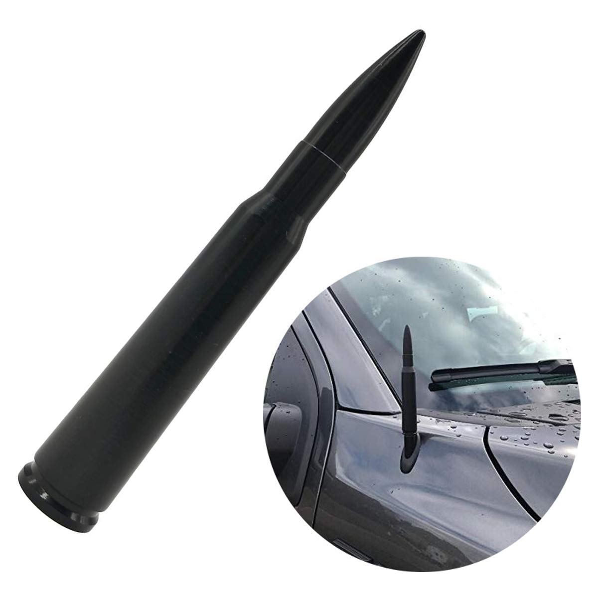 TEBOCR 4.2" inch Bullet Style Stubby Antenna Mast Radio Aerial for Chevy Silverado & GMC Sierra Trucks 2007-2019 (Black)