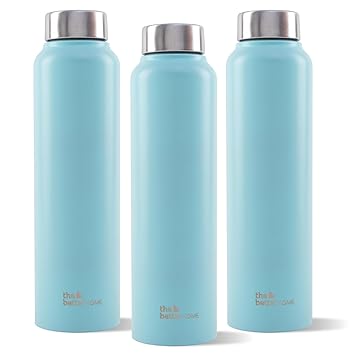 The Better Home Stainless Steel Water Bottle 1 Litre | Leak Proof, Durable & Rust Proof | Non-Toxic & BPA Free Steel Bottles 1+ Litre | Eco Friendly Stainless Steel Bottle | Pack of 3 - image, photos